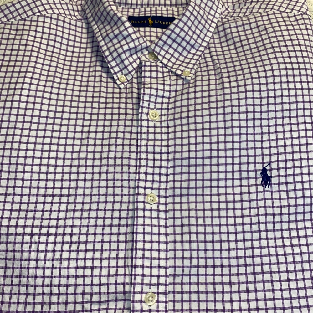 Men’s Ralph Lauren Purple/White Plaid Button Down Shirt Sz XL